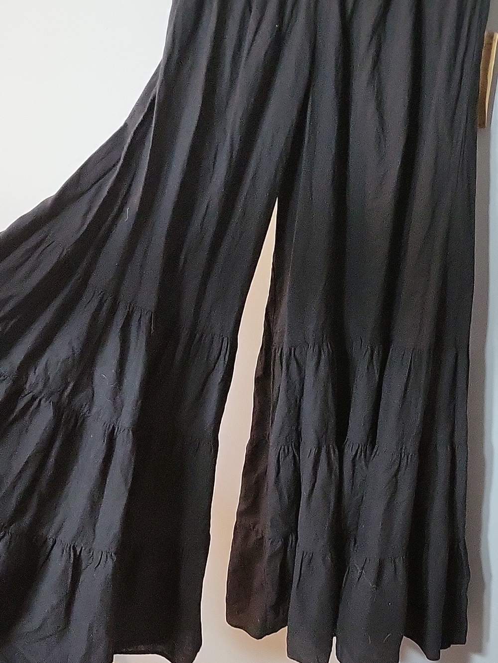 Magdalena Size S Tiered Ultra Wide Leg Pants High Waist Or Foldover Low Rider
